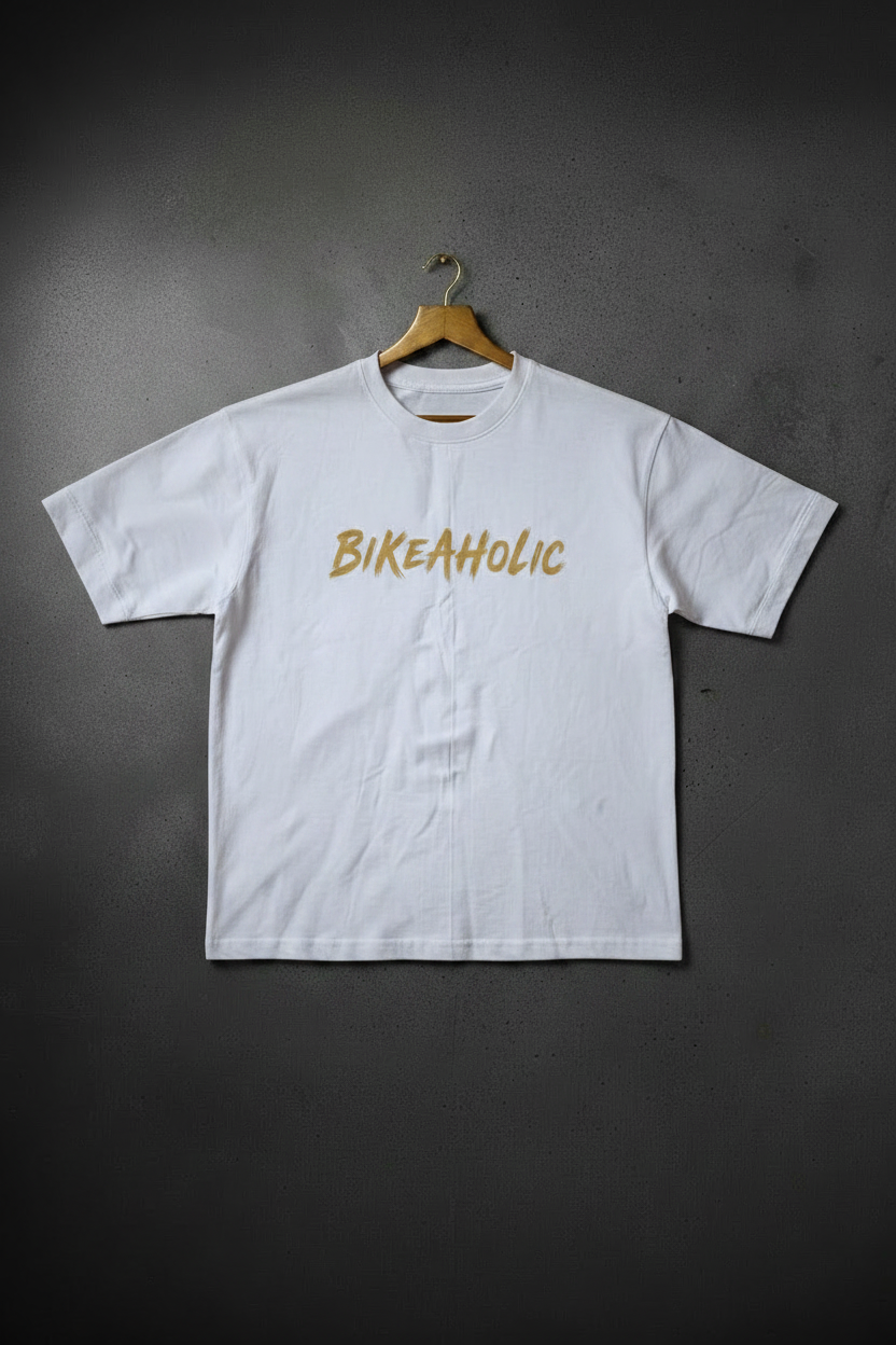 White BIKEAHOLIC Hanging Shot